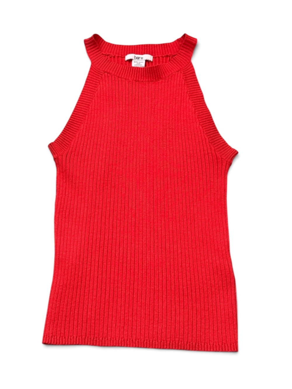 Bar III Ribbed Knit Tank Top Red Size L